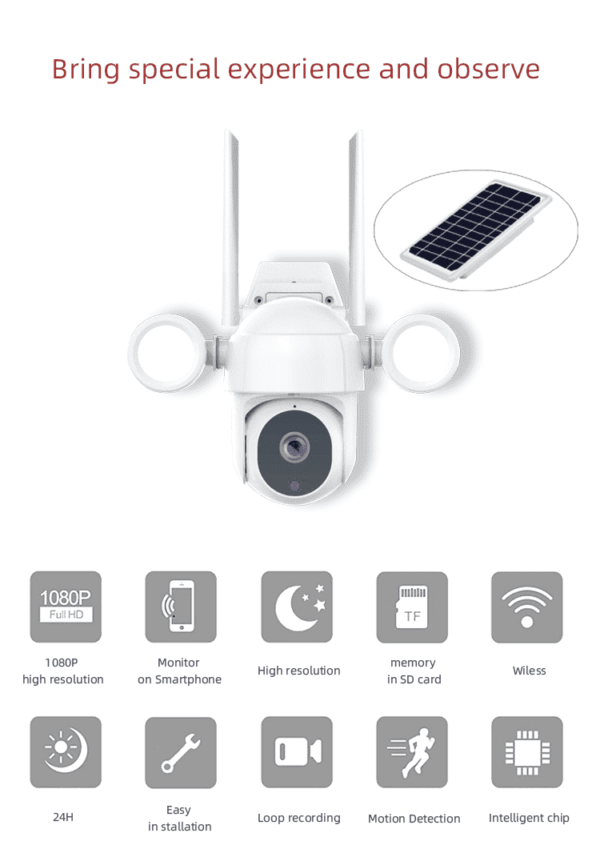 Tuya Solar Camera1080p security wifi camera system wireless solar low power battery camera smart life app - Image 3