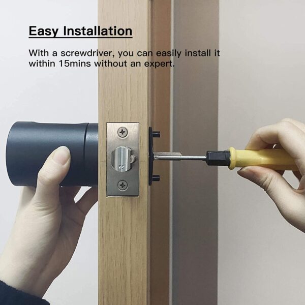 YEEUU Smart Door Lock with Fingerprint, NFC, App, Code, Backup Keys, Stylish Bluetooth Door Knob. (S170H) - Image 2