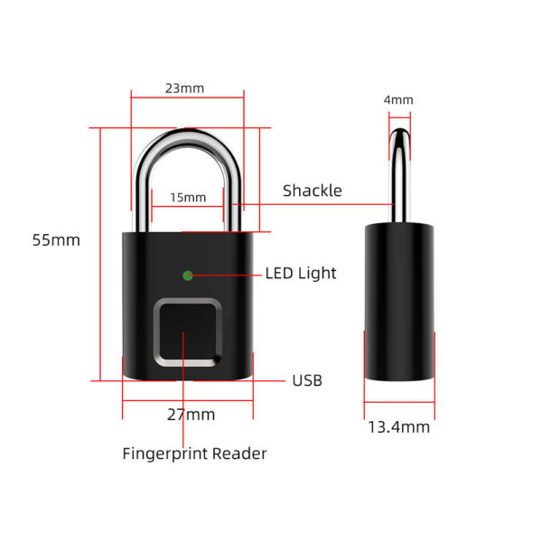 L34 Fingerprint padlock Intelligent padlock Warehouse door electronic lock Travel bag Student cabinet Home cabinet Dormitory gym - Image 3