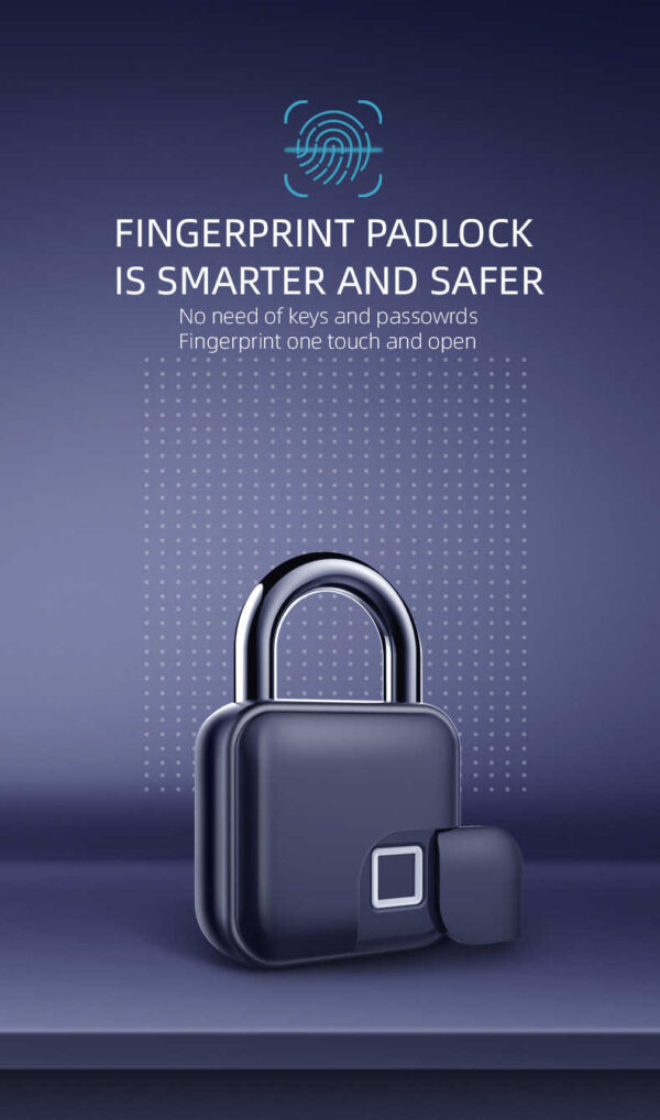 L3+ Smart Fingerprint Lock Mini USB Charging Smart Padlock Cabinet Fingerprint Lock Bag Padlock - Image 7