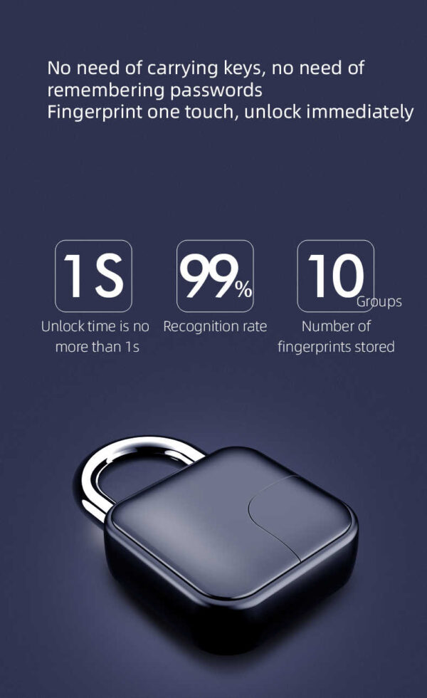 L3+ Smart Fingerprint Lock Mini USB Charging Smart Padlock Cabinet Fingerprint Lock Bag Padlock - Image 11