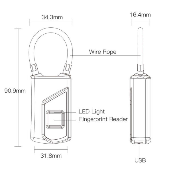 L1 biometric fingerprint door lock fingerprint padlock digital door lock fingerprint - Image 4