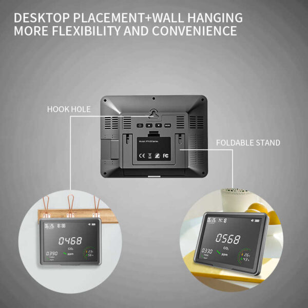 PTH-20A NDIR Wall Desktop Temperature RH TVOC Air Quality Detector CO2 meter with LCD screen Japan Netherlands Belgium EU - Image 6