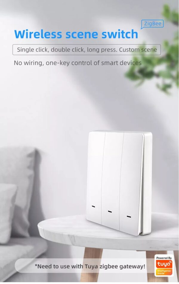 Wireless Scene Switch 3gang ZigBee Battery Switch smart light switch google home - Image 6