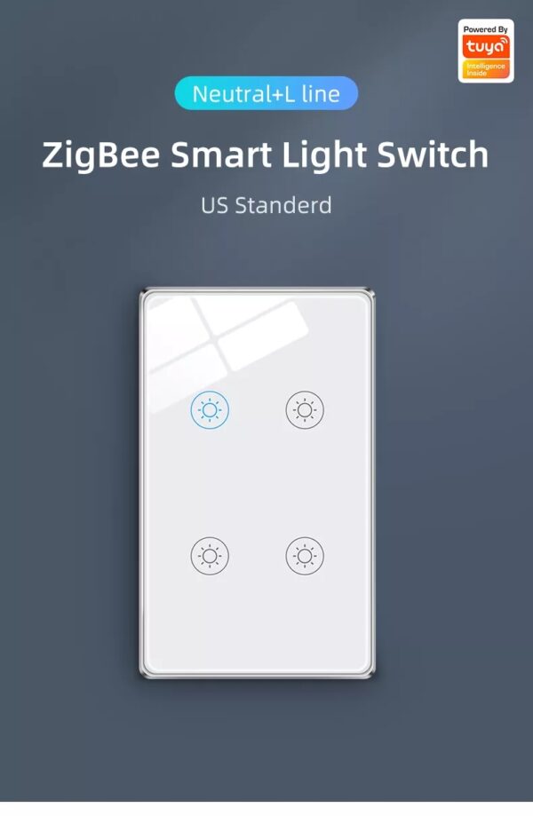 Smart Light Switch 4gang ZigBee N+Lline US 4 gang smart switch - Image 6