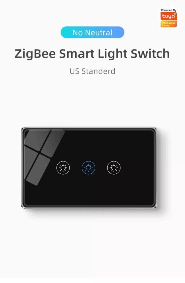 Smart Light Switch 3gang No neutral ZigBee Single L line US alexa smart light switch - Image 6