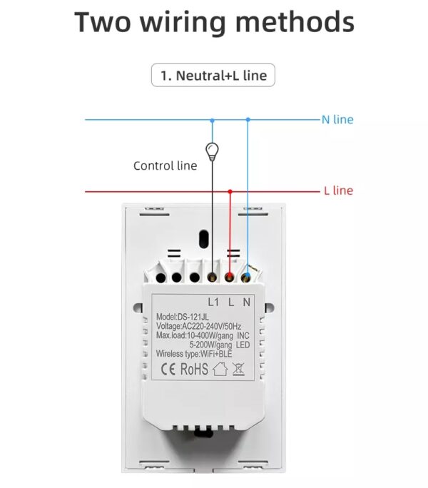 Smart Light Switch 1gang WiFi N+Lline & L line US homekit smart switch - Image 18
