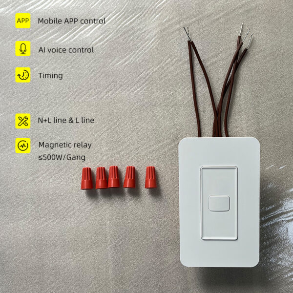 Smart Light Switch 1gang No neutral ZigBee N+L line & L line US alexa smart switch - Image 2