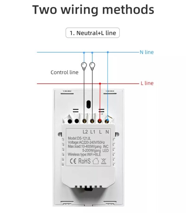 Smart Light Switch 2gang WiFi N+Lline & L line US alexa smart light switch - Image 9