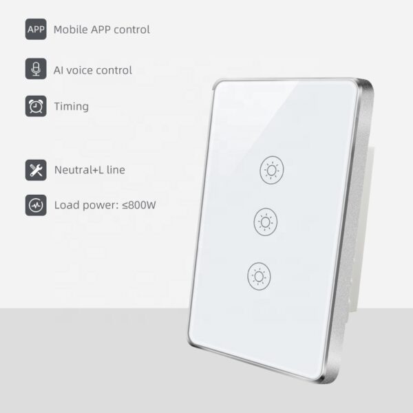 Smart Light Switch 3gang ZigBee N+Lline US google smart light switch - Image 2