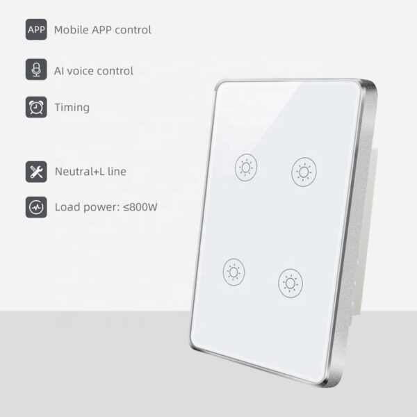 Smart Light Switch 4gang ZigBee N+Lline US 4 gang smart switch - Image 2