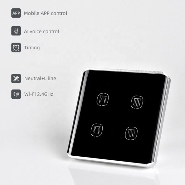 Smart Curtain Switch 4gang Wi-Fi N+Lline EU/UK 4 gang smart switch - Image 2