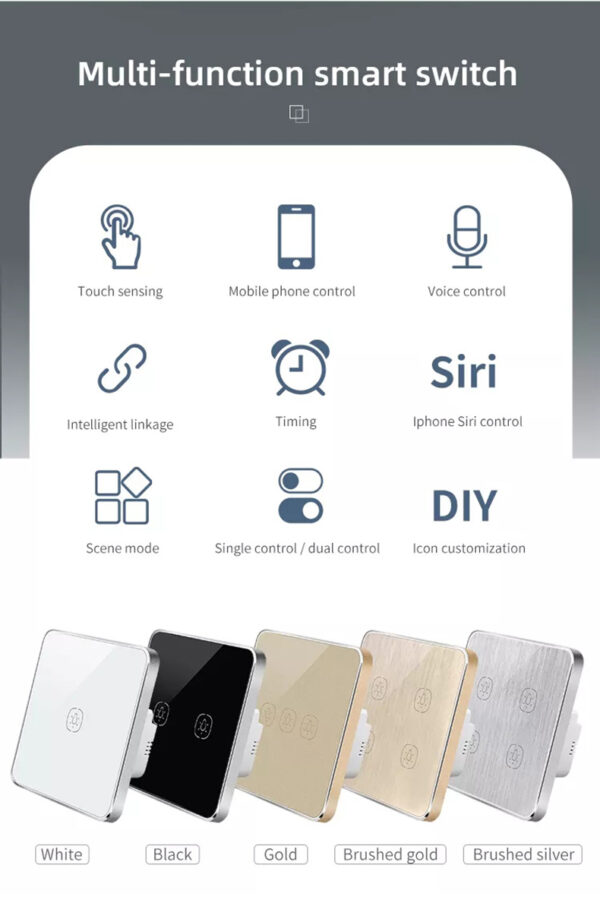 Smart Light Switch 1gang Wi-Fi N+Lline EU/UK 220v smart switch - Image 7