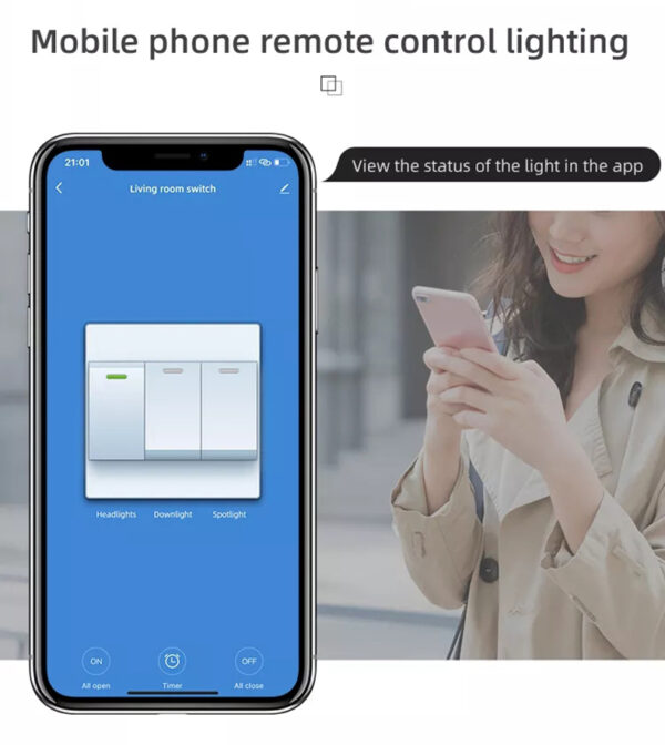 Smart Light Switch 1gang Wi-Fi N+Lline EU/UK 220v smart switch - Image 11