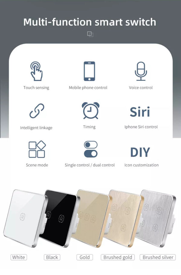 Smart Light Switch 3gang Wi-Fi N+Lline EU/UK 220v smart switch - Image 7