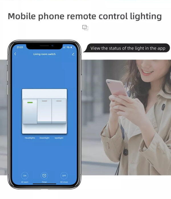 Smart Light Switch 3gang Wi-Fi N+Lline EU/UK 220v smart switch - Image 11