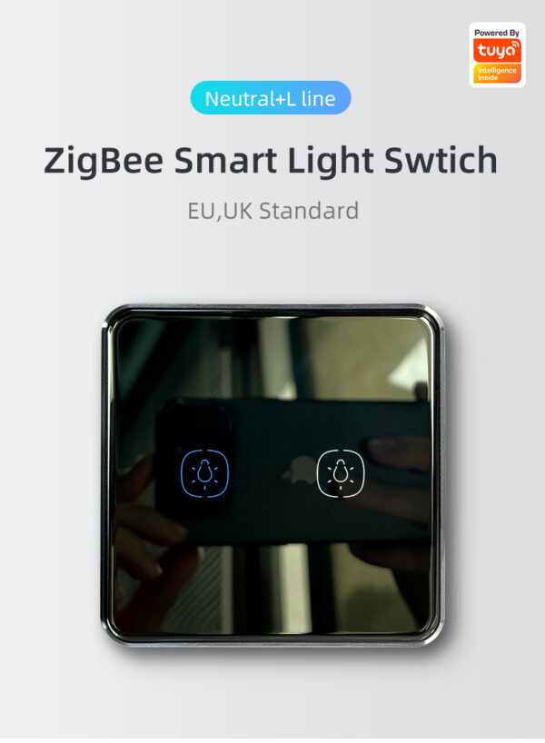 Smart Light Switch 2 gang ZigBee N+L line EU/UK smart light switch google home - Image 6