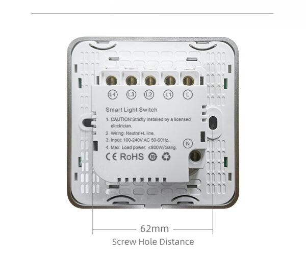 Smart Light Switch 4 gang ZigBee N+L line EU/UK alexa smart switch - Image 17