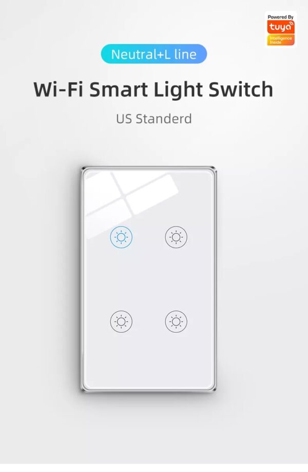 Smart Light Switch 4gang Wi-Fi N+Lline US 4 gang smart switch - Image 12