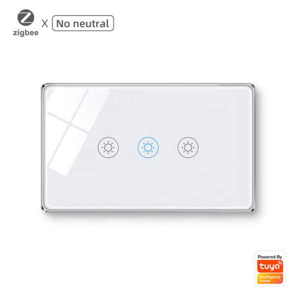 Smart Light Switch 3gang No neutral ZigBee Single L line US alexa smart light switch
