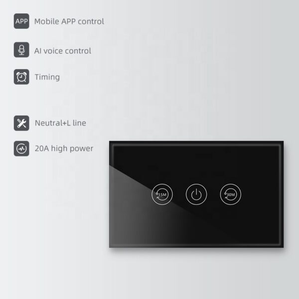 ZigBee Smart Water Heater Switch 3gang N+Lline US smart network switch - Image 2